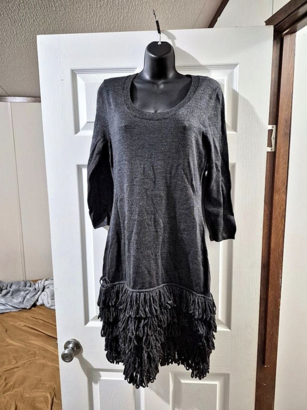 Calvin Klein Black Fringe Mini Dress Like New